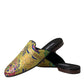 Dolce & Gabbana Multicolor Jacquard DG Logo Mule Flat Sandals Shoes