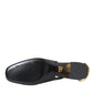 Dolce & Gabbana Black Gold Leather Embellished Slingbacks Shoes