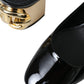 Dolce & Gabbana Black Gold Leather Embellished Slingbacks Shoes