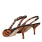 Dolce & Gabbana Black Orange Zebra Leather Slingbacks Shoes