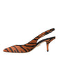 Dolce & Gabbana Black Orange Zebra Leather Slingbacks Shoes