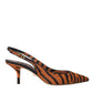 Dolce & Gabbana Black Orange Zebra Leather Slingbacks Shoes