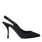 Dolce & Gabbana Black Crystal Charmeuse Slingbacks Shoes