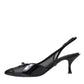 Dolce & Gabbana Black Leather Mesh High Heels Slingback Shoes