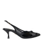 Dolce & Gabbana Black Leather Mesh High Heels Slingback Shoes