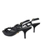 Dolce & Gabbana Black Leather Mesh High Heels Slingback Shoes