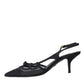 Dolce & Gabbana Black Leather Mesh High Heels Slingback Shoes