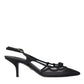 Dolce & Gabbana Black Leather Mesh High Heels Slingback Shoes