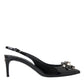 Dolce & Gabbana Black Patent Leather Crystal Slingback Shoes