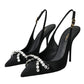 Dolce & Gabbana Black Crystal Embellished Slingback Shoes