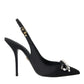 Dolce & Gabbana Black Crystal Embellished Slingback Shoes