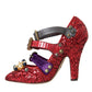 Dolce & Gabbana Red Sequined Crystal Mary Janes Pumps Shoes