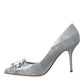 Dolce & Gabbana Light Blue Exotic Leather Crystal Bellucci Shoes