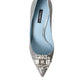 Dolce & Gabbana Light Blue Exotic Leather Crystal Bellucci Shoes