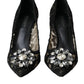 Dolce & Gabbana Black Taormina Lace Crystal Heel Pumps Shoes