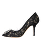 Dolce & Gabbana Black Taormina Lace Crystal Heel Pumps Shoes