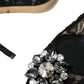 Dolce & Gabbana Black Taormina Lace Crystal Heel Pumps Shoes