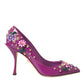 Dolce & Gabbana Purple Embellished High Heels Pumps Shoes