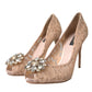 Dolce & Gabbana Beige Taormina Lace Crystal Heels Pumps Shoes