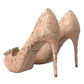 Dolce & Gabbana Beige Taormina Lace Crystal Heels Pumps Shoes