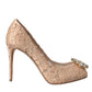 Dolce & Gabbana Beige Taormina Lace Crystal Heels Pumps Shoes