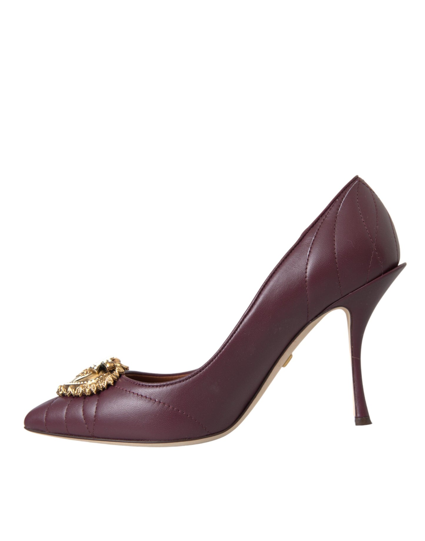 Dolce & Gabbana Bordeaux Leather Heart DEVOTION Pumps Shoes