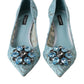 Dolce & Gabbana Blue Taormina Lace Crystal Heel Pumps Shoes