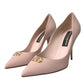 Dolce & Gabbana Beige Lamb Leather Logo Pumps Heels Shoes