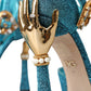 Dolce & Gabbana Blue Lurex Bejeweled Hand Heels Sandals Shoes