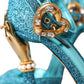 Dolce & Gabbana Blue Lurex Bejeweled Hand Heels Sandals Shoes