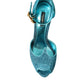 Dolce & Gabbana Blue Lurex Bejeweled Hand Heels Sandals Shoes