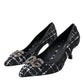 Dolce & Gabbana Black White Tweed DG Amore Heels Pumps Shoes