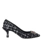 Dolce & Gabbana Black White Tweed DG Amore Heels Pumps Shoes