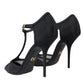 Dolce & Gabbana Black Mesh T-strap Stiletto Heel Pumps Shoes