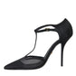 Dolce & Gabbana Black Mesh T-strap Stiletto Heel Pumps Shoes