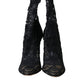 Dolce & Gabbana Black Stretch Taormina Lace Boots Shoes