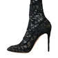 Dolce & Gabbana Black Stretch Taormina Lace Boots Shoes