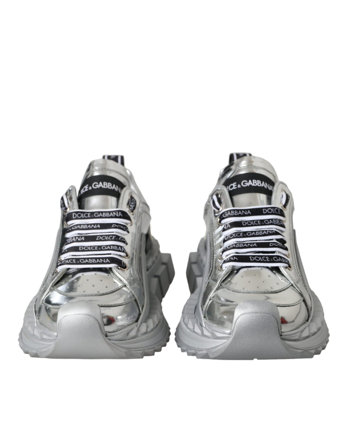 Dolce & Gabbana Silver Leather Super Queen Sneakers Shoes