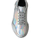 Dolce & Gabbana Silver Iridescent DAYMASTER Leather Sneakers Shoes