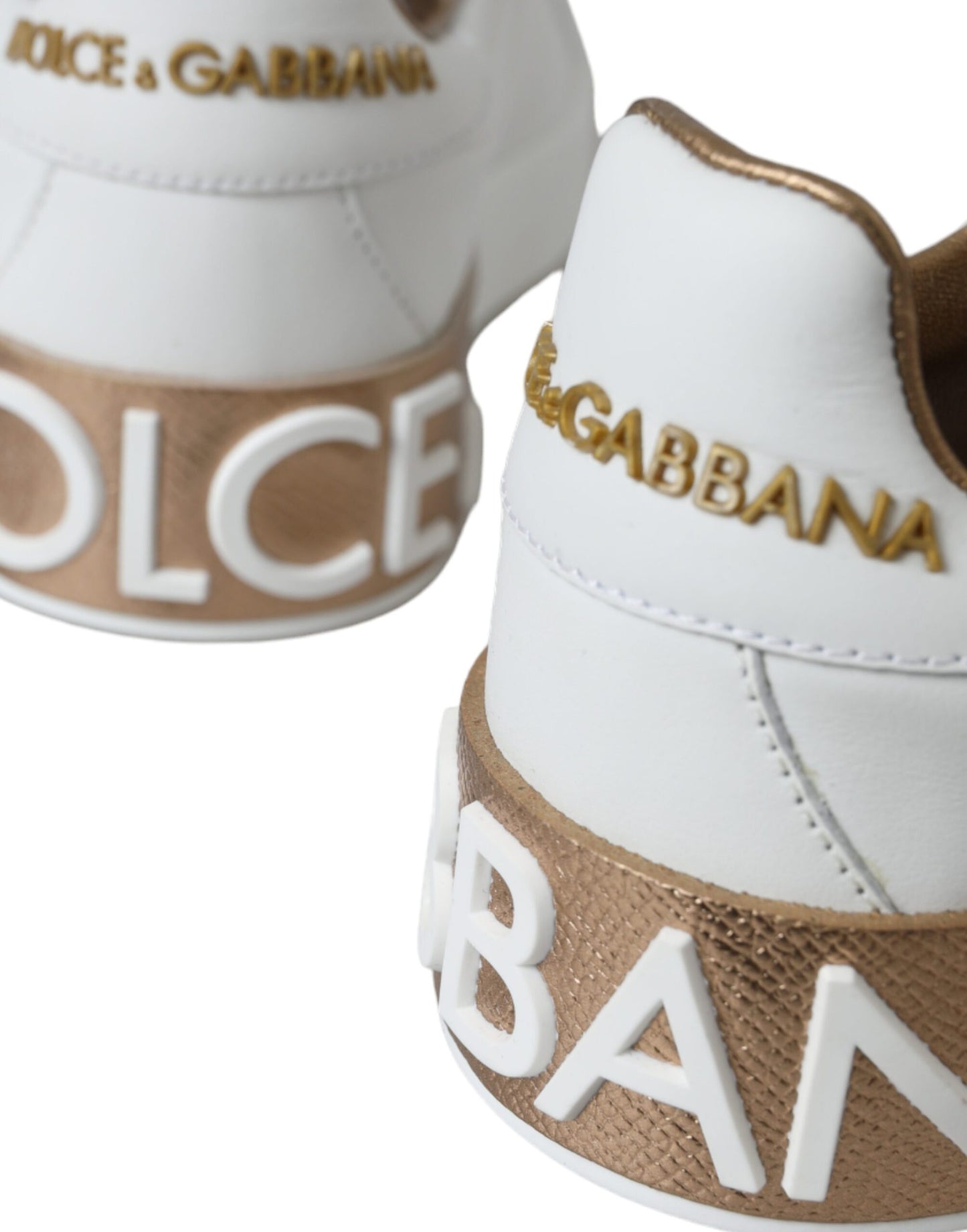 Dolce & Gabbana White Portofino Leather Logo Sneaker Shoes