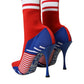 Dolce & Gabbana Red Blue Stretch Sock Style Short Boots Logo Shoes