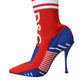 Dolce & Gabbana Red Blue Stretch Sock Style Short Boots Logo Shoes