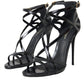 Dolce & Gabbana Black Bellucci Leather Heels Sandals Shoes