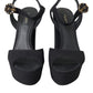 Dolce & Gabbana Black Leather Platform Heels Sandals Shoes