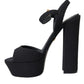 Dolce & Gabbana Black Leather Platform Heels Sandals Shoes