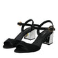 Dolce & Gabbana Black Crystal Ankle Strap Keira Sandal Shoes