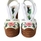 Dolce & Gabbana White Floral Wedge Heels Sandals Shoes