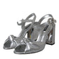 Dolce & Gabbana Silver Crystal Ankle Strap Keira Sandal Shoes