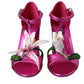 Dolce & Gabbana Fuchsia Flower Crystals Heels Sandals Shoes