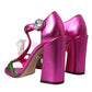 Dolce & Gabbana Fuchsia Flower Crystals Heels Sandals Shoes